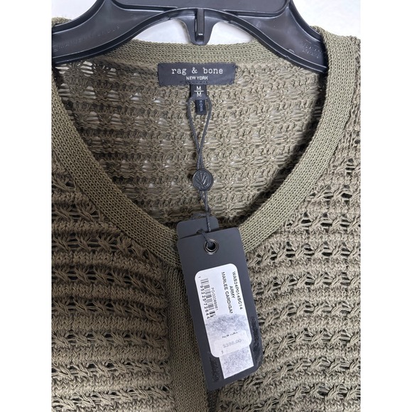 Rag & Bone Marlee Cardigan Olive Green Knit Gold Button Sweater Size Medium - Picture 3 of 7